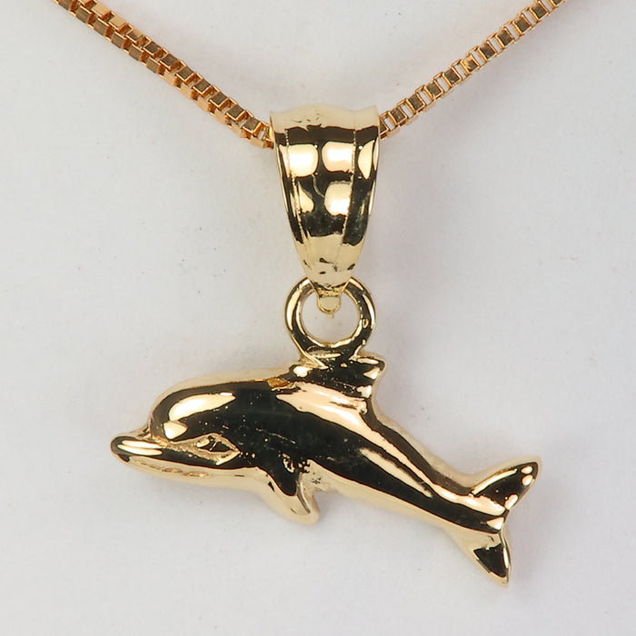 yellow gold dolphin pendant