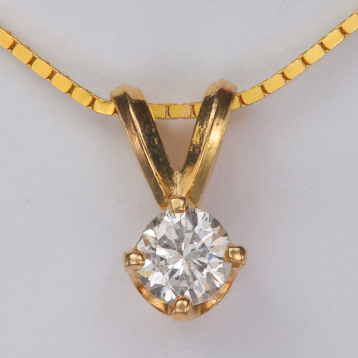 estate yellow gold diamond solitaire pendant