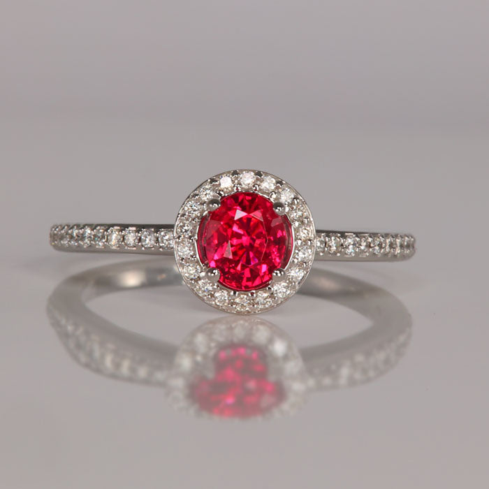 oval cut pink spinel white gold diamonds