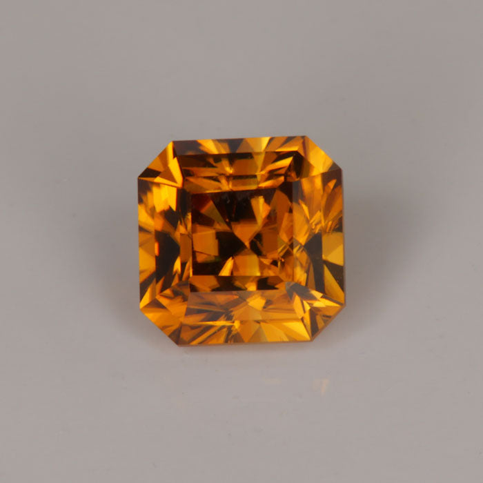 golden brown zircon gemstone square barion cut
