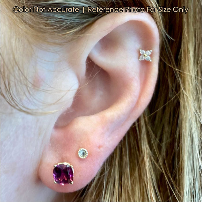 yellow gold garnet earrings size on ear