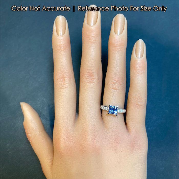 white gold sapphire and diamond ring size to a hand