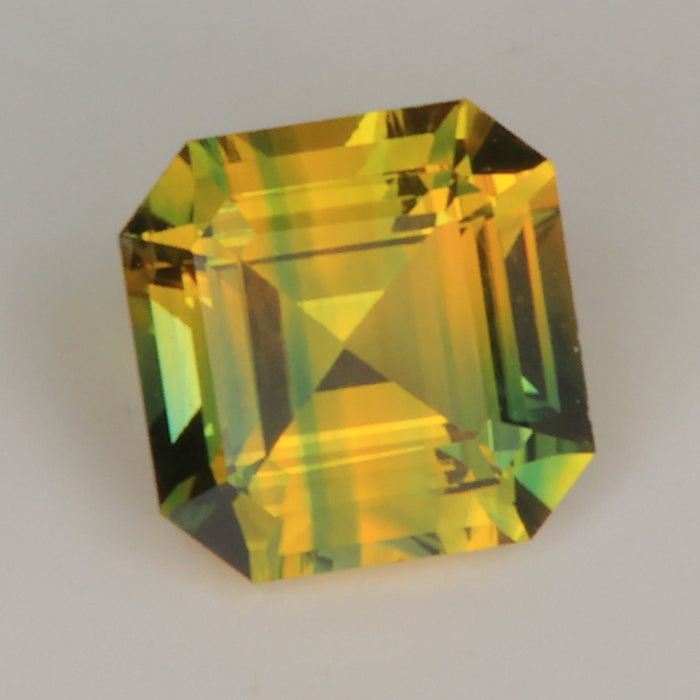 yellow green bicolor sapphire gemstone square step cut