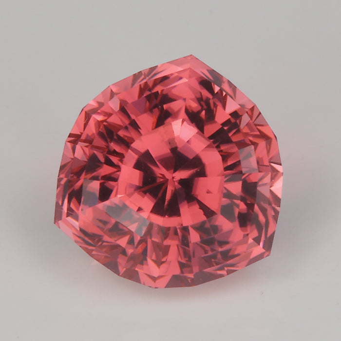 pink orange tourmaline gemstone stepped trilliant cut 