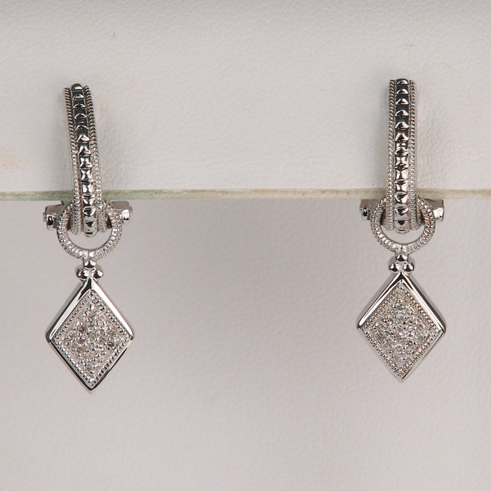 diamond earrings hinged back in sterling silver