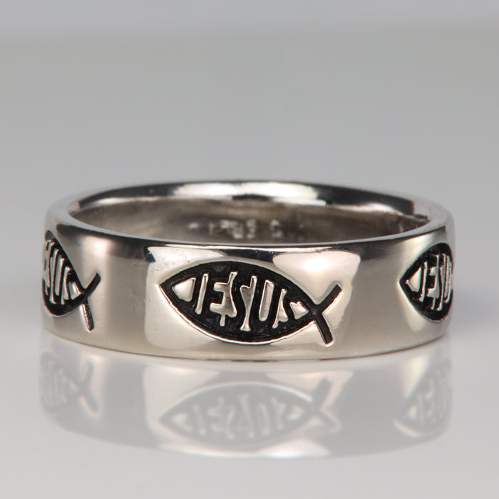 jesus fish ring in sterling silver