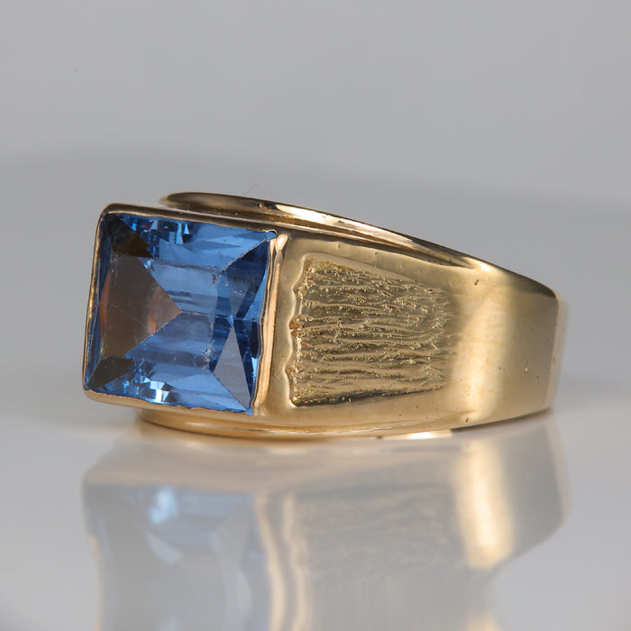 yellow gold synthetic spinel gem ring