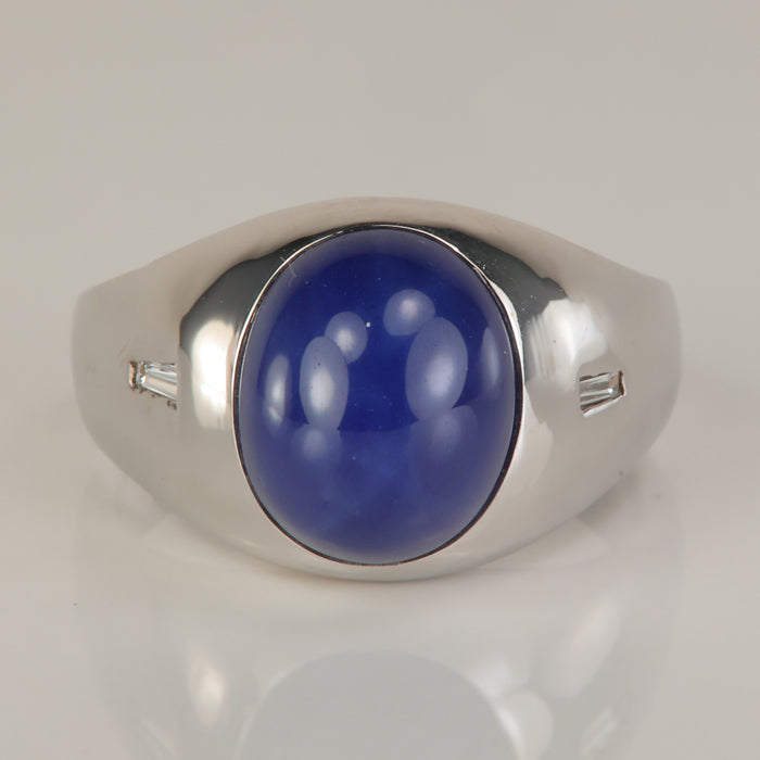 white gold diamond accent synthetic star sapphire ring