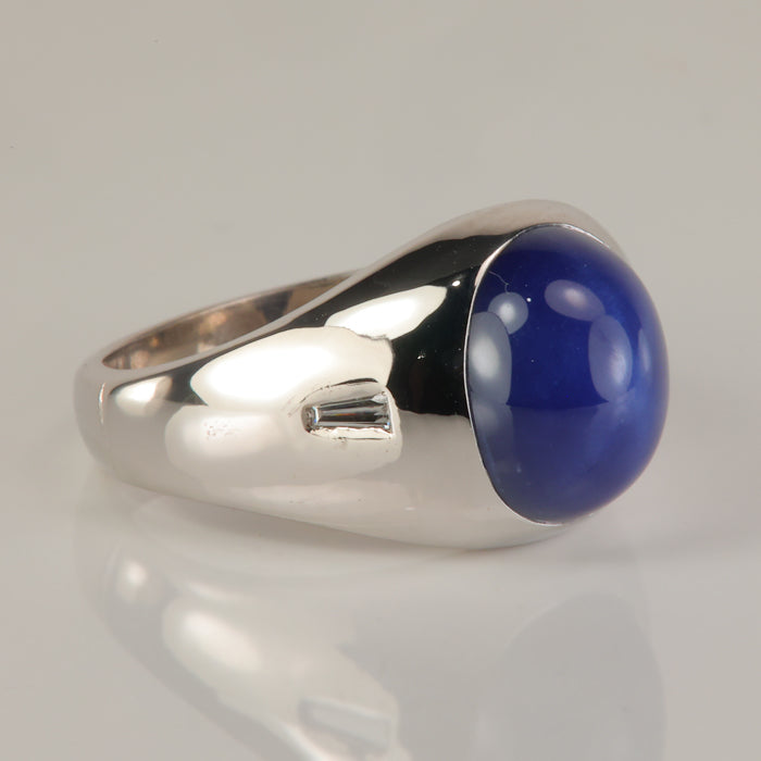 white gold diamond accent synthetic star sapphire ring