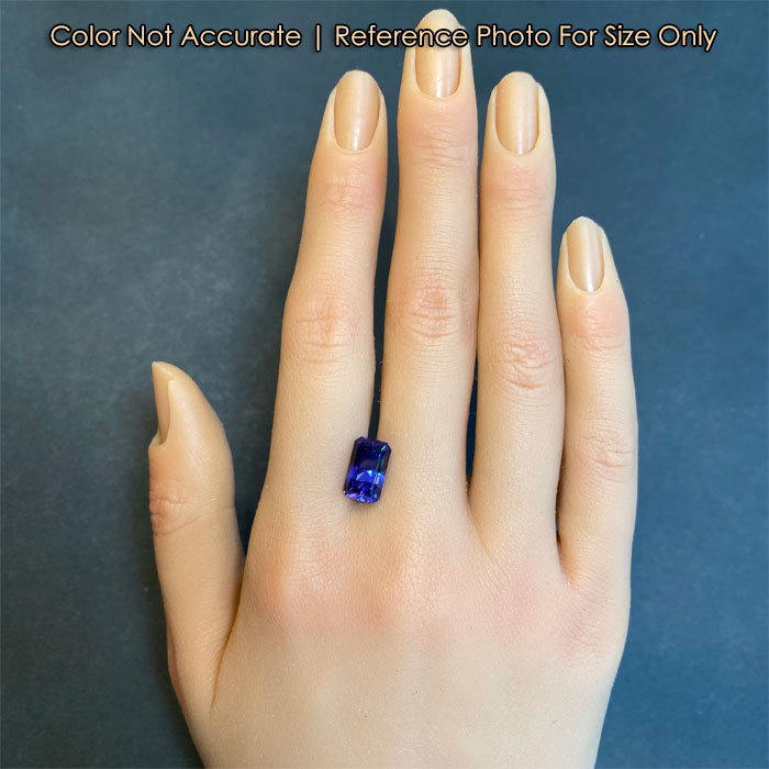 barion emerald cut tanzanite size on a hand