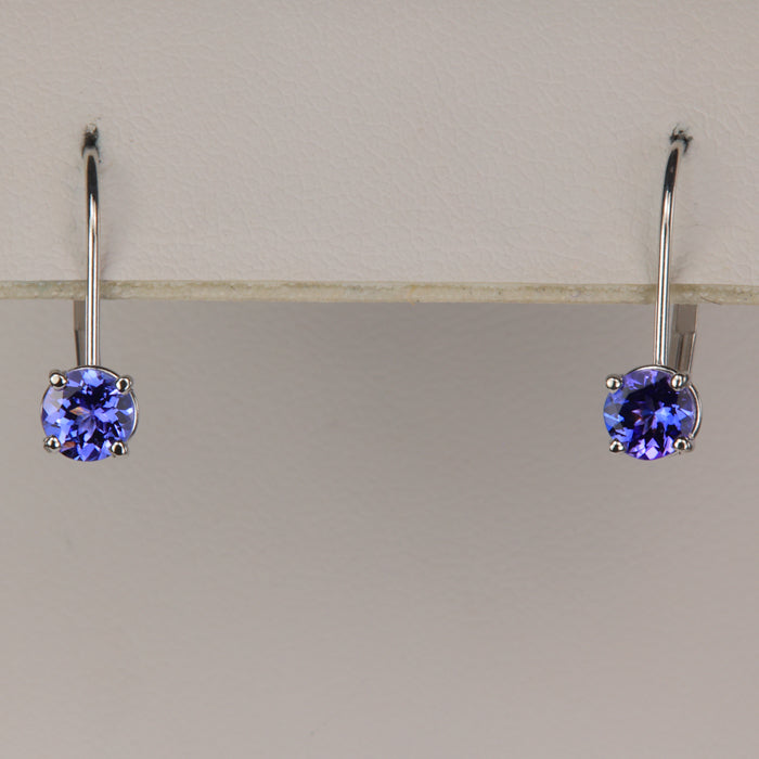 round brilliant tanzanite earrings in white gold