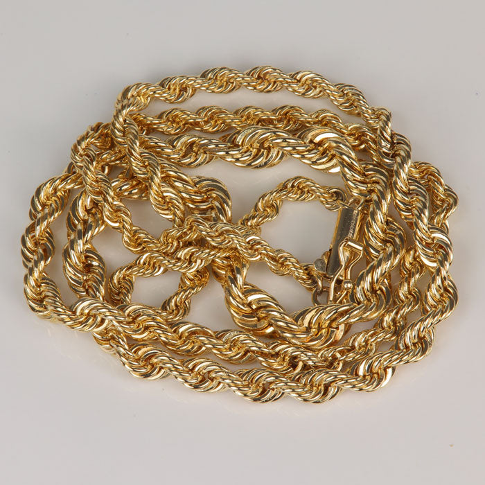 yellow gold tapered estate rope chain