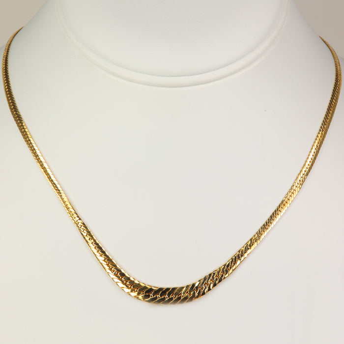 yellow gold herringbone link chain necklace