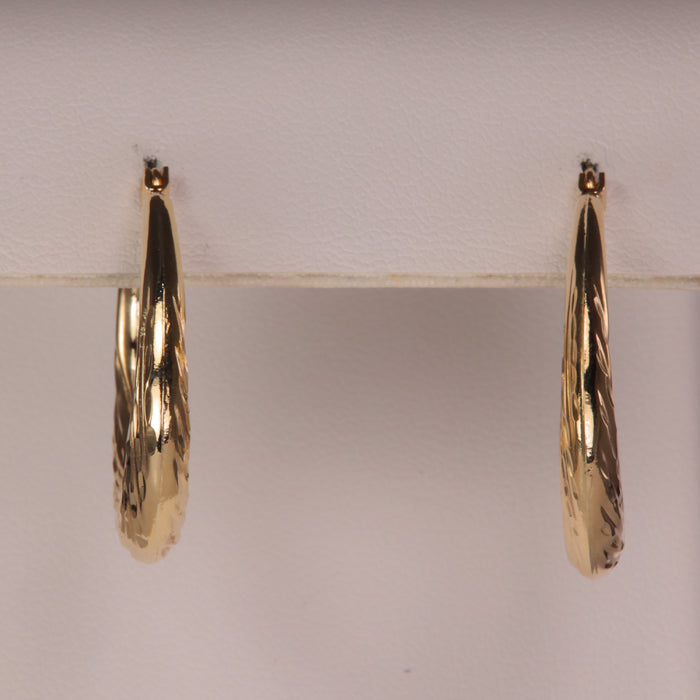 yellow gold textured hoops