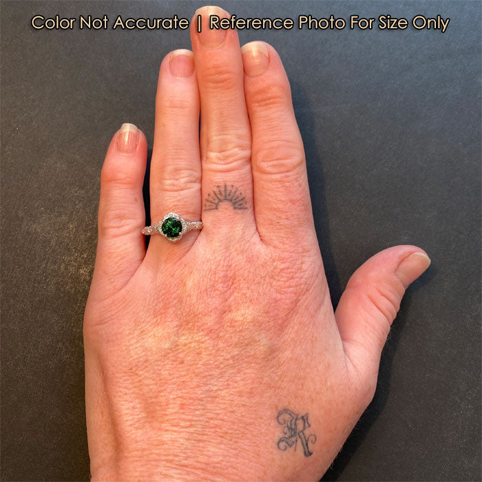 tourmaline gemstone ring on hand size reference