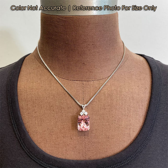 white gold diamond accented pink tourmaline pendant size reference