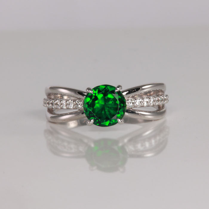tourmaline round cut white gold ring diamonds