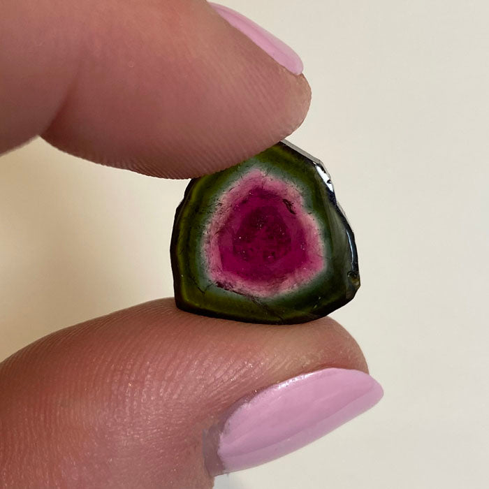 watermelon tourmaline slice pink green