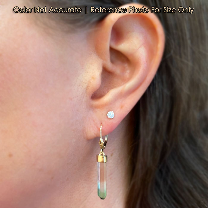 size of tourmaline crystal earrings on ear