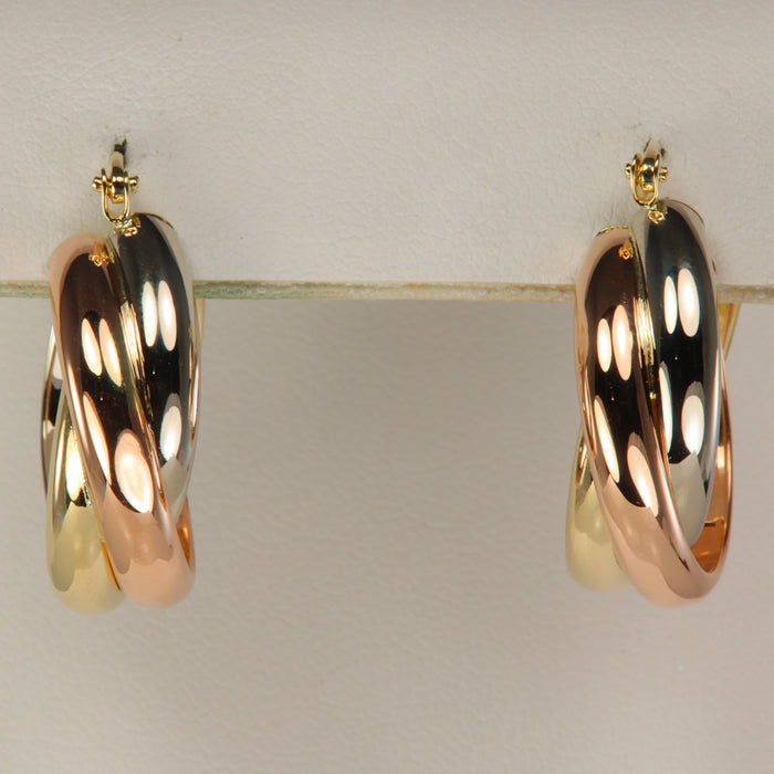 estate tri color gold hoop earrings