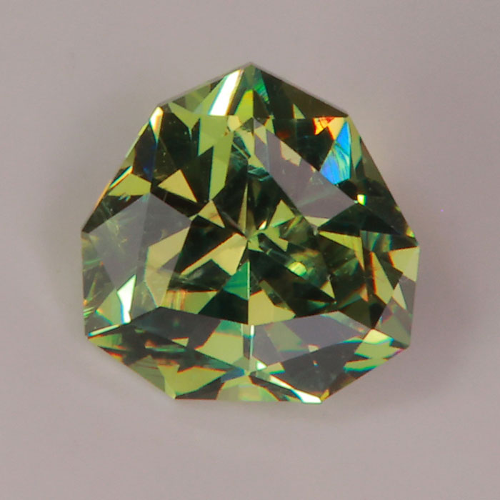 green color demantoid garnet gem with great dispersion