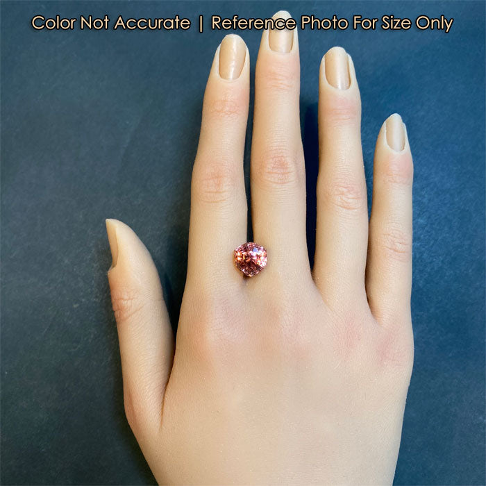 size on hand of trilliant tourmaline gemstone 