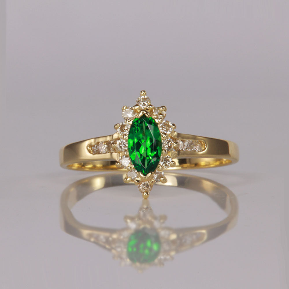 14K Tsavorite and Diamond Ring