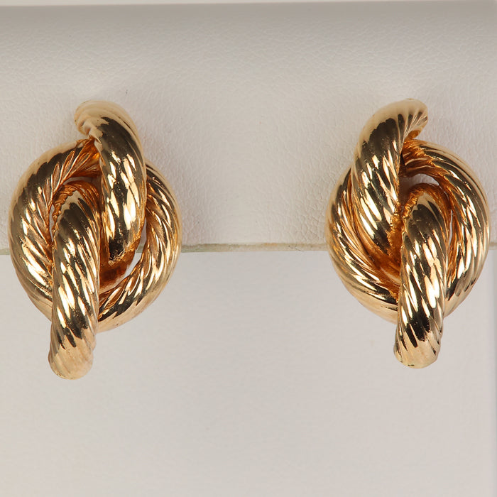 yellow gold twisted rope looking earrings