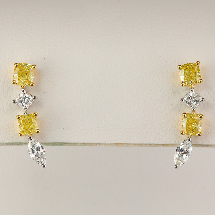 yellow and white gold yellow and white diamond earrings 
