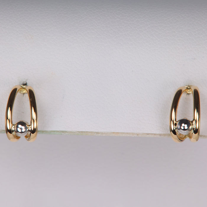 yellow and white gold two tone earrings