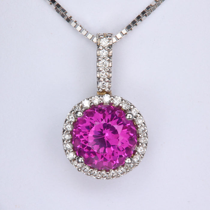 pink purple umbalite garnet and diamond pendant