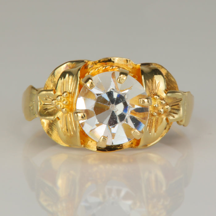 Yellow gold estate ring with glass gem