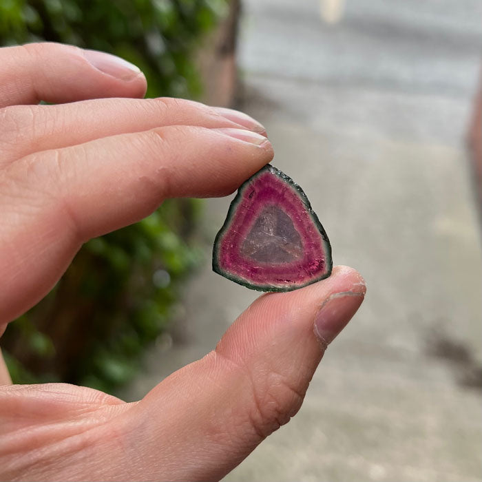 Watermelon tourmaline crystal gemstone slice