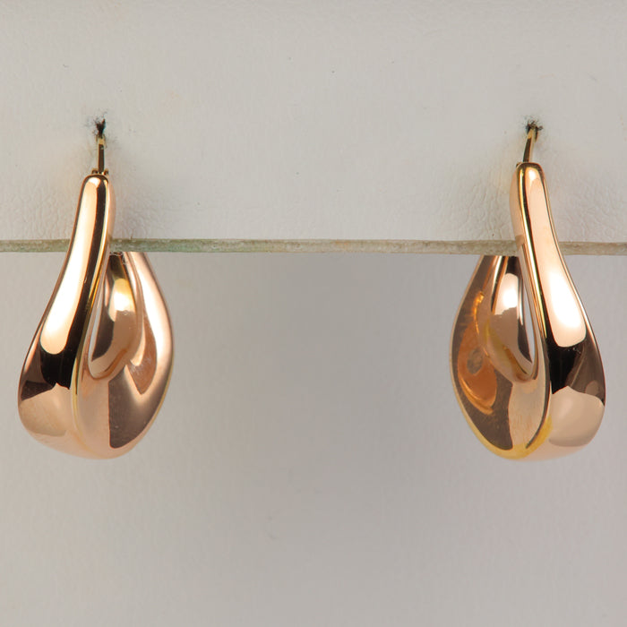 yellow gold wavy hoop earrings