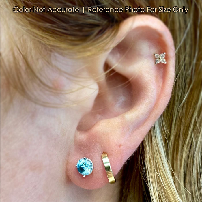 14K White Gold Blue Zircon Stud Earrings 1.40 Carats