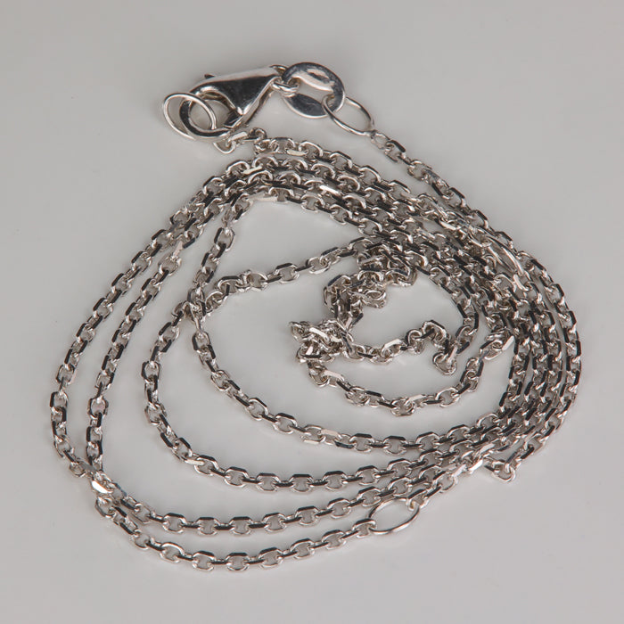 14k White Gold Cable Link Chain Necklace, 1.1mm, 18