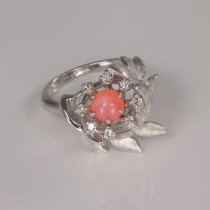synthetic star sapphire ring with diamonds in white gold