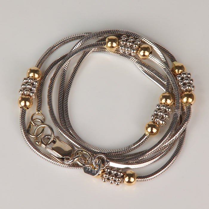 white gold and white and yellow gold bead necklace