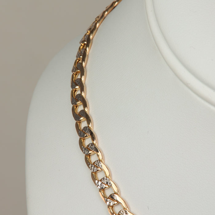 yellow and white gold diamond cut curb link chain
