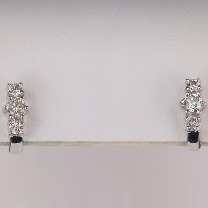 estate white gold and diamond stud earrings