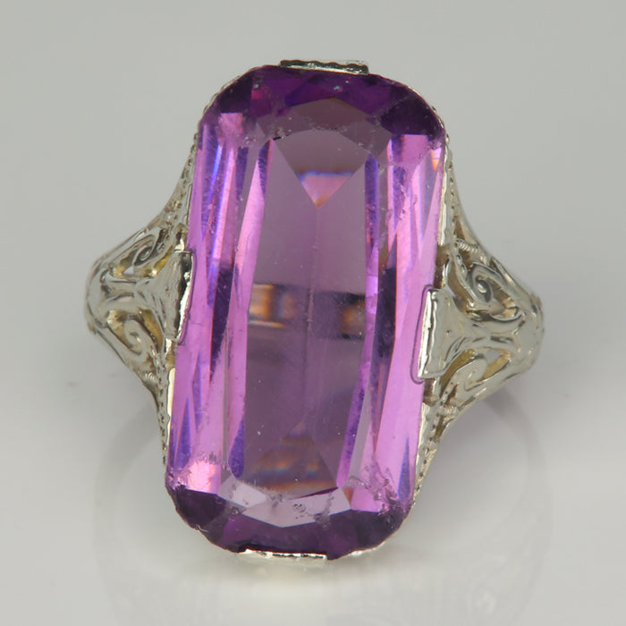purple amethyst art deco style white gold ring
