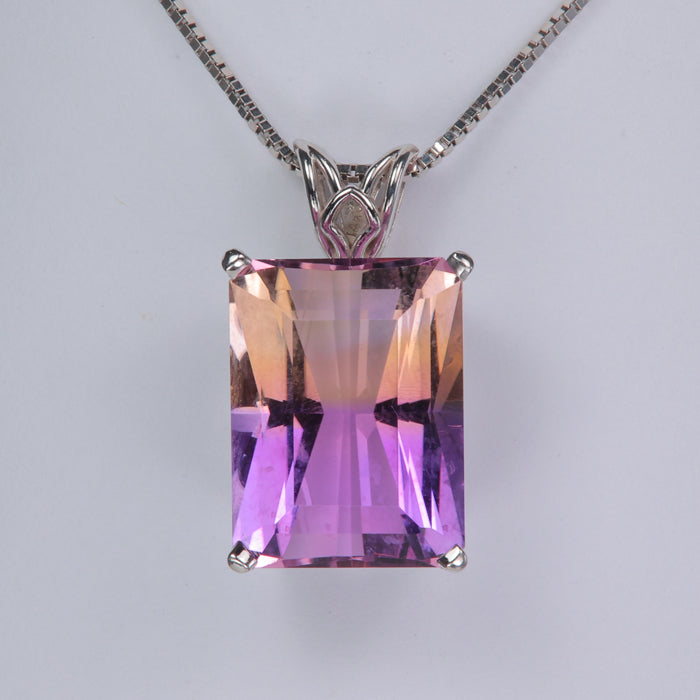 yellow orange purple ametrine gemstone pendant in white gold