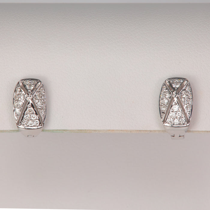 fine diamond white gold huggie earrings
