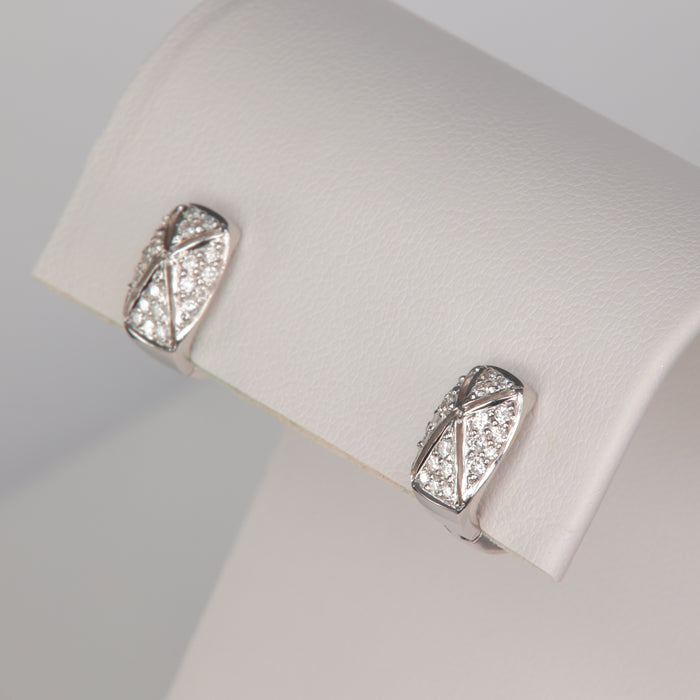 white gold and diamond huggie style estate earrings 