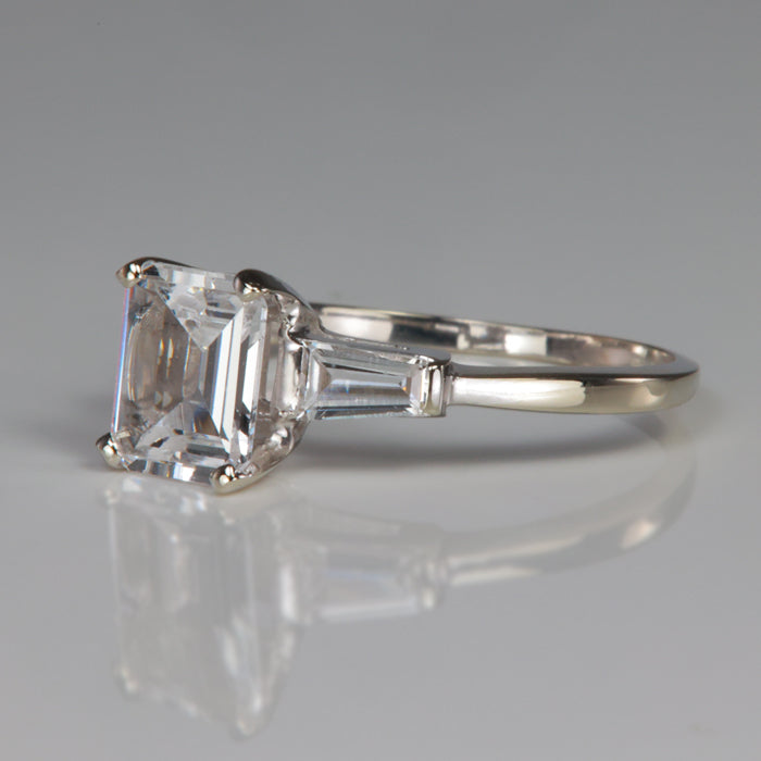 white gold estate ring with gemstone