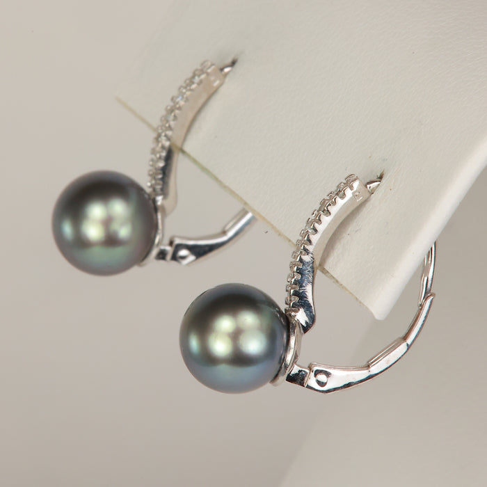 white gold pearl and diamond drop earrings
