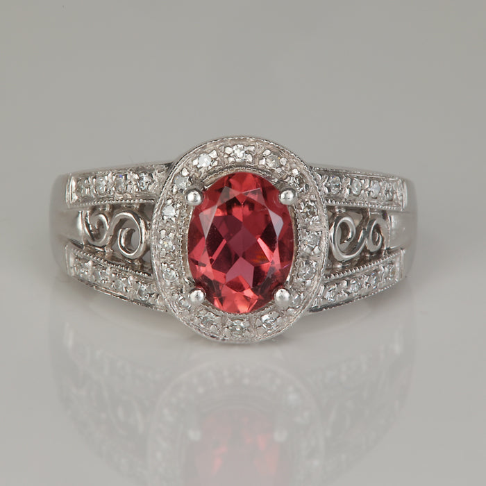 white gold tourmaline and diamond ring