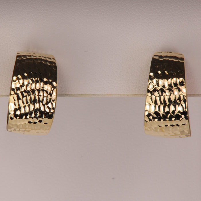 yellow gold wide hoops textured style