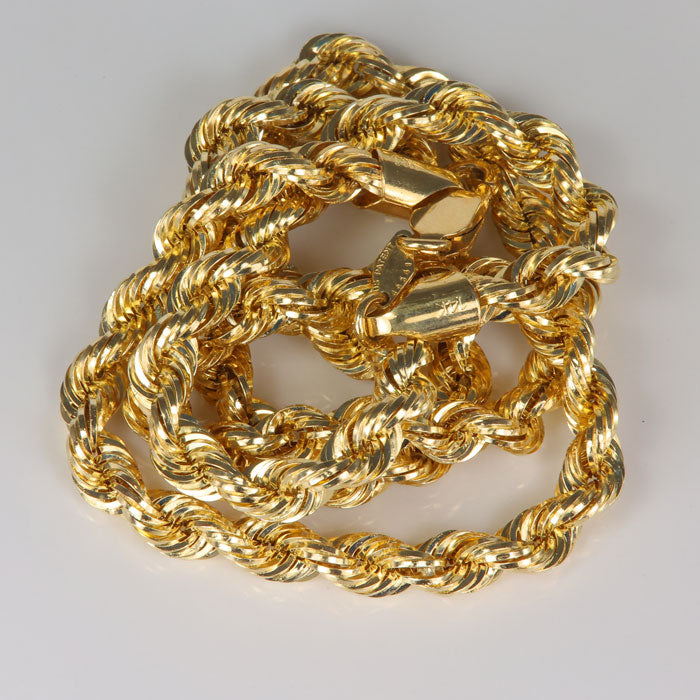 Yellow gold estate chain rope link