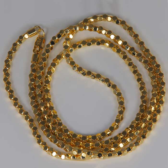 thumbnail image 2 of 14k Solid Yellow Gold Popcorn Chain – 1.6mm, Made In Italy, Lobster Clasp – 16,18,20,24 Inch 2 of 4
